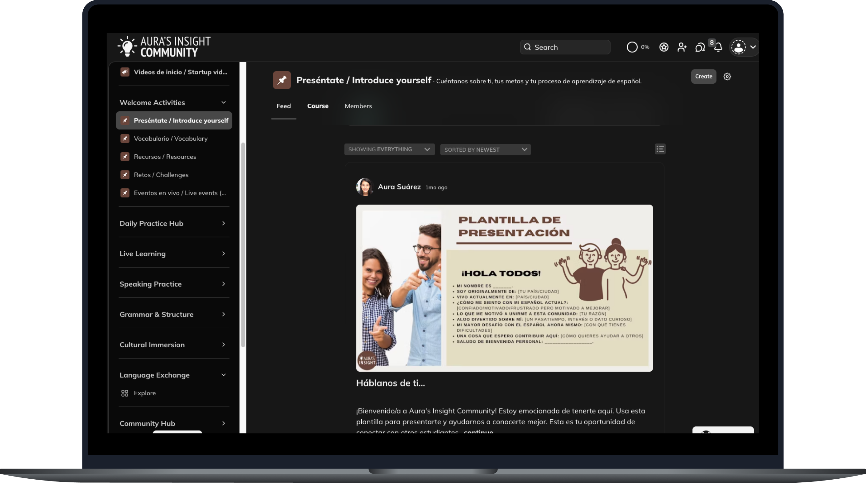 Aura's Insight Learning Community Interface